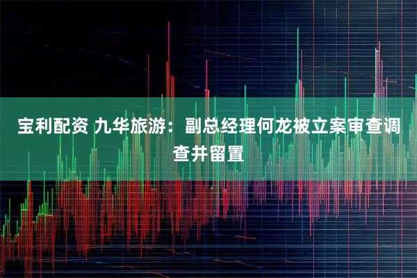 宝利配资 九华旅游：副总经理何龙被立案审查调查并留置