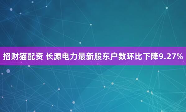 招财猫配资 长源电力最新股东户数环比下降9.27%